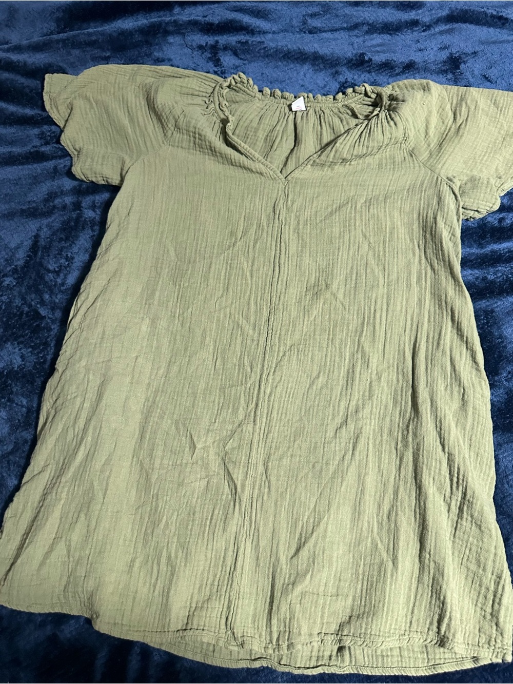 Old Navy Olive Green Short Sleeve V-Neck Tunic